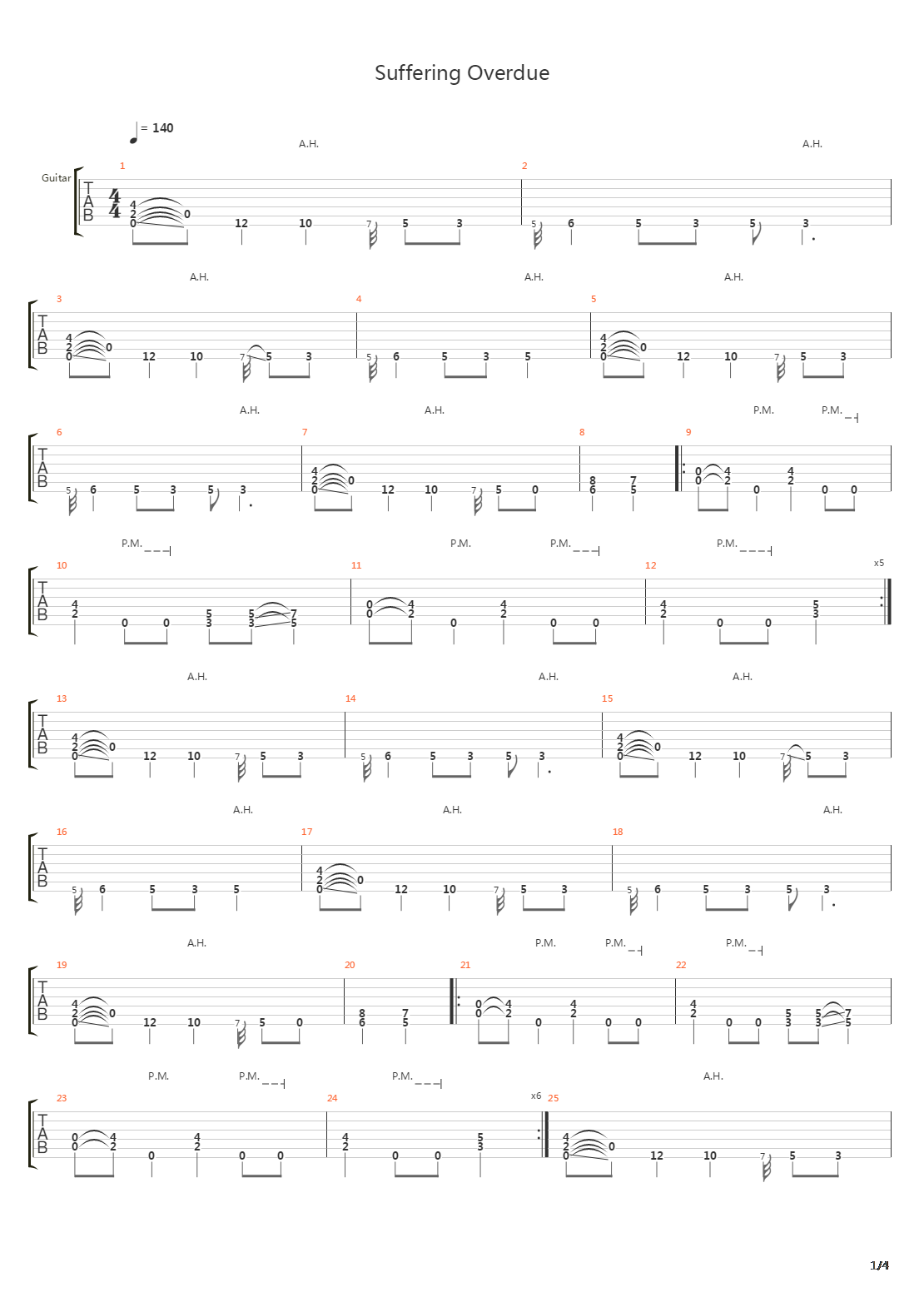 Suffering Overdue吉他谱