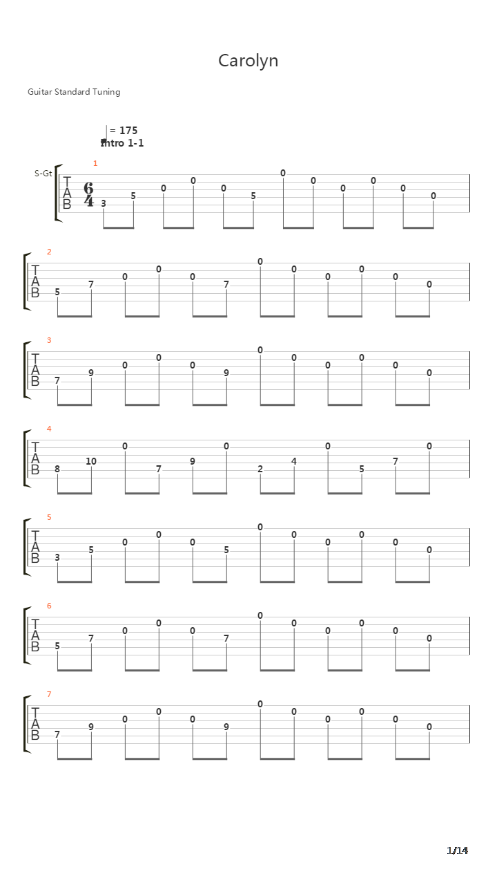 Carolyn吉他谱