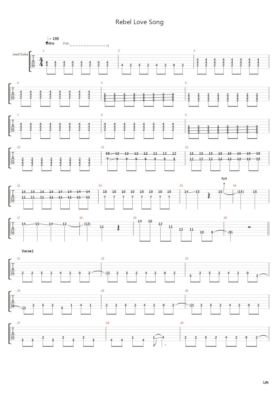 Rebel Love Song吉他谱