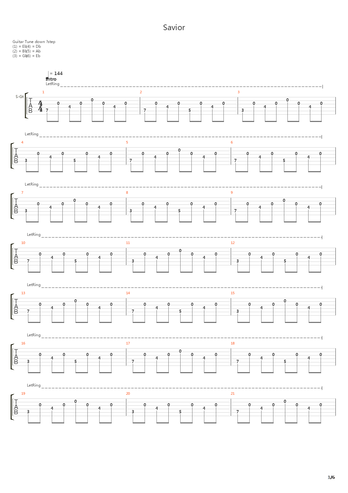 Savior吉他谱
