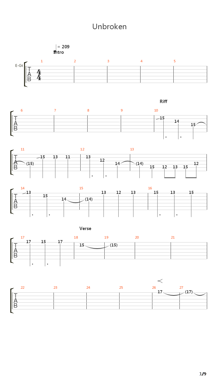 Unbroken吉他谱