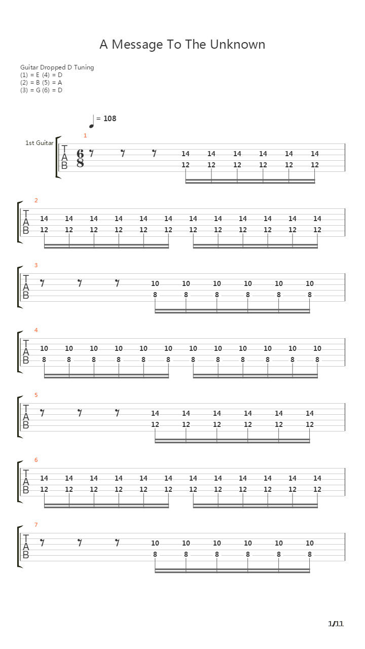 A Message To The Unknown吉他谱