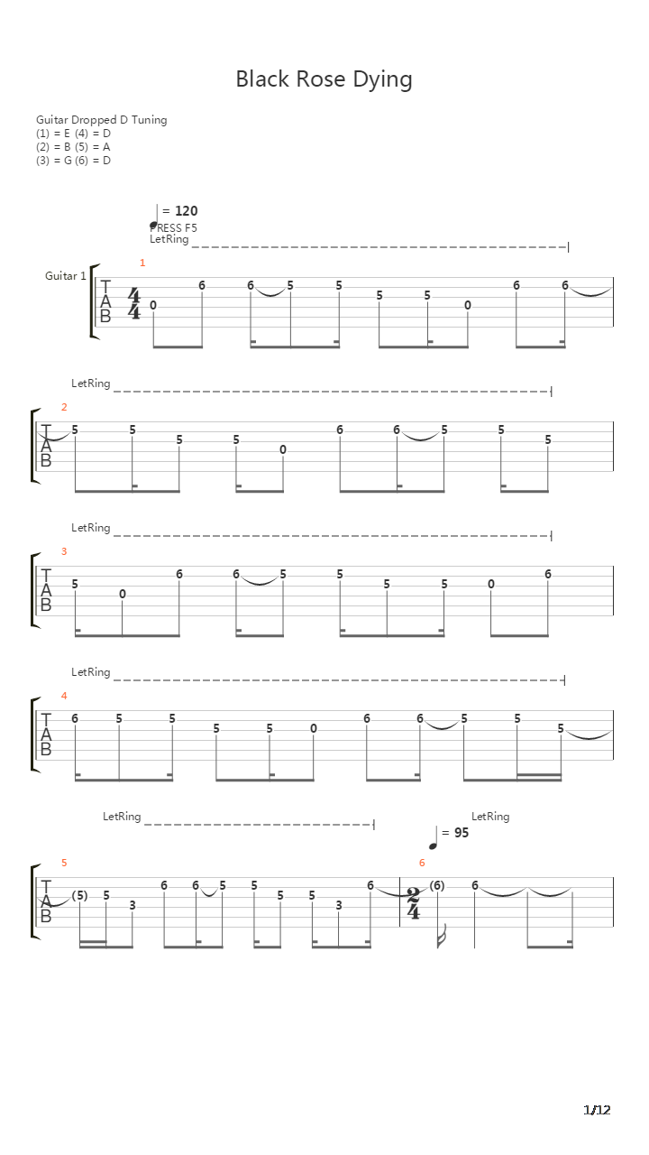 Black Rose Dying吉他谱