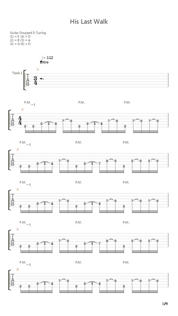 His Last Walk吉他谱