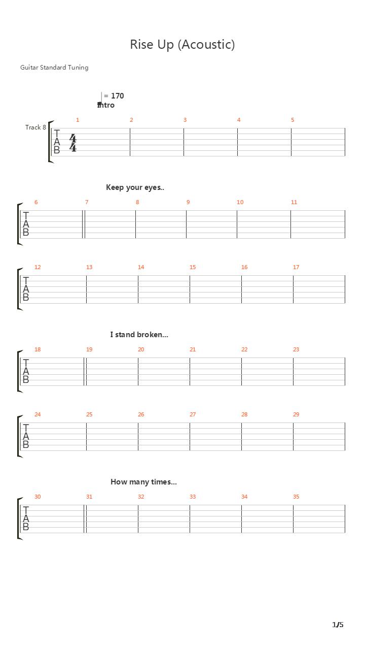 Rise Up吉他谱