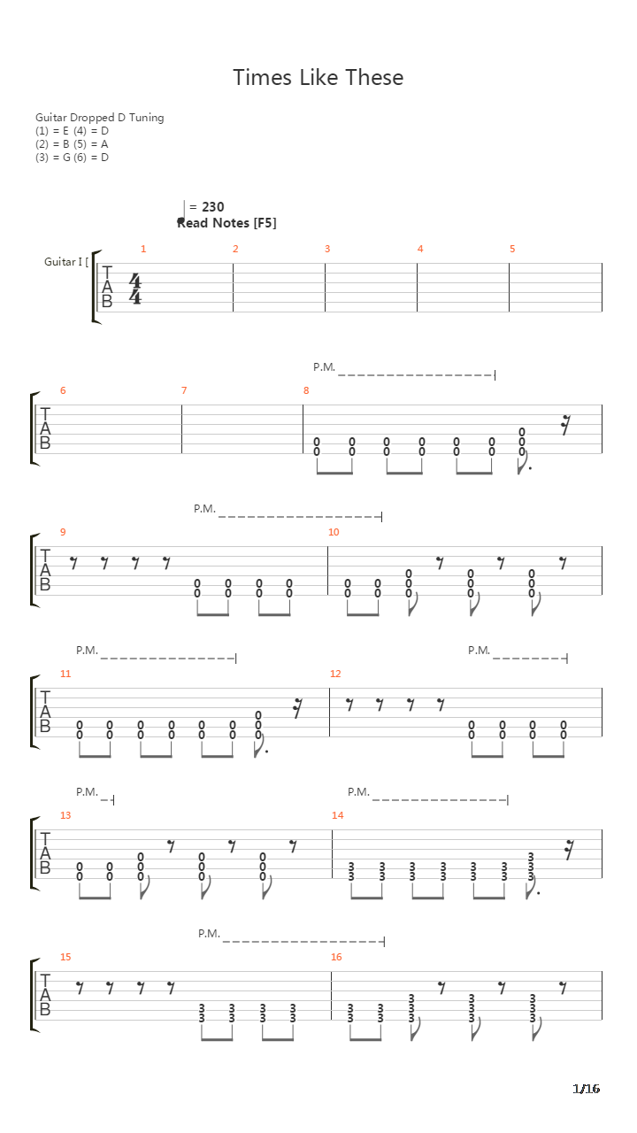 Times Like These吉他谱