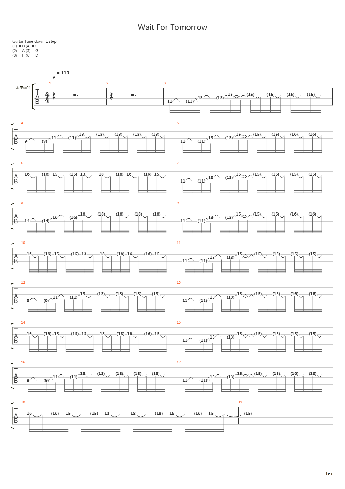 Wait For Tomorrow吉他谱
