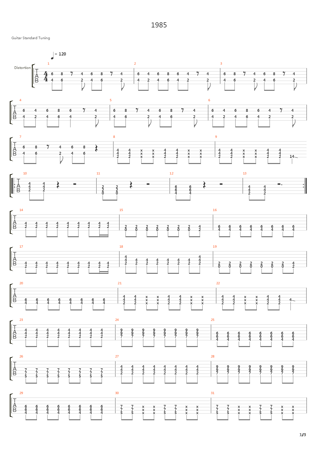 1985吉他谱