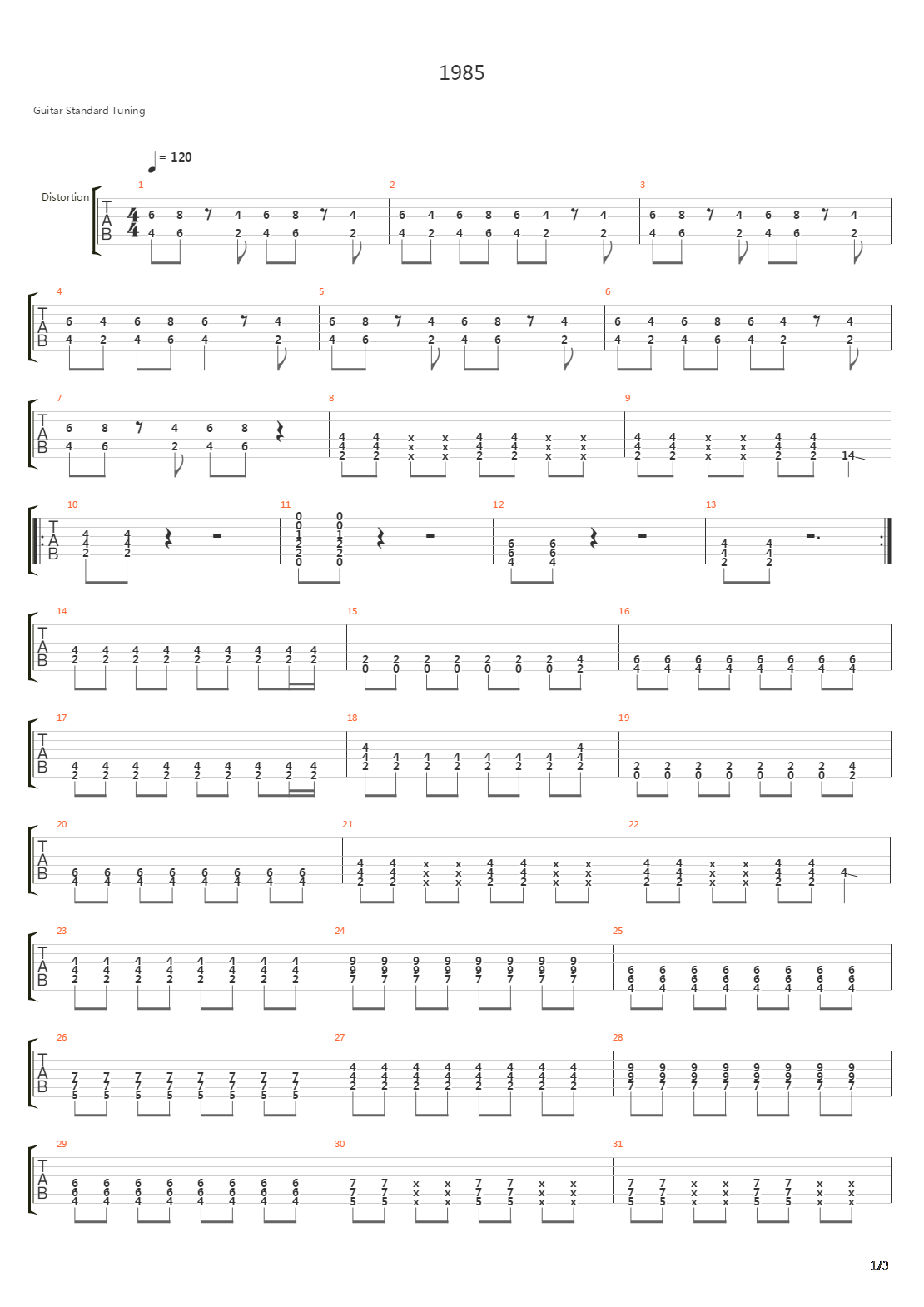 1985吉他谱