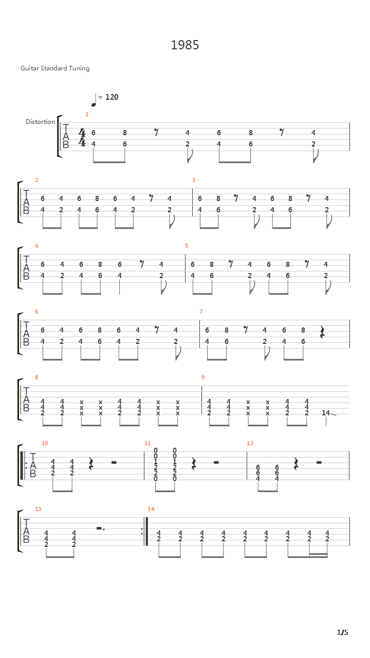 1985吉他谱