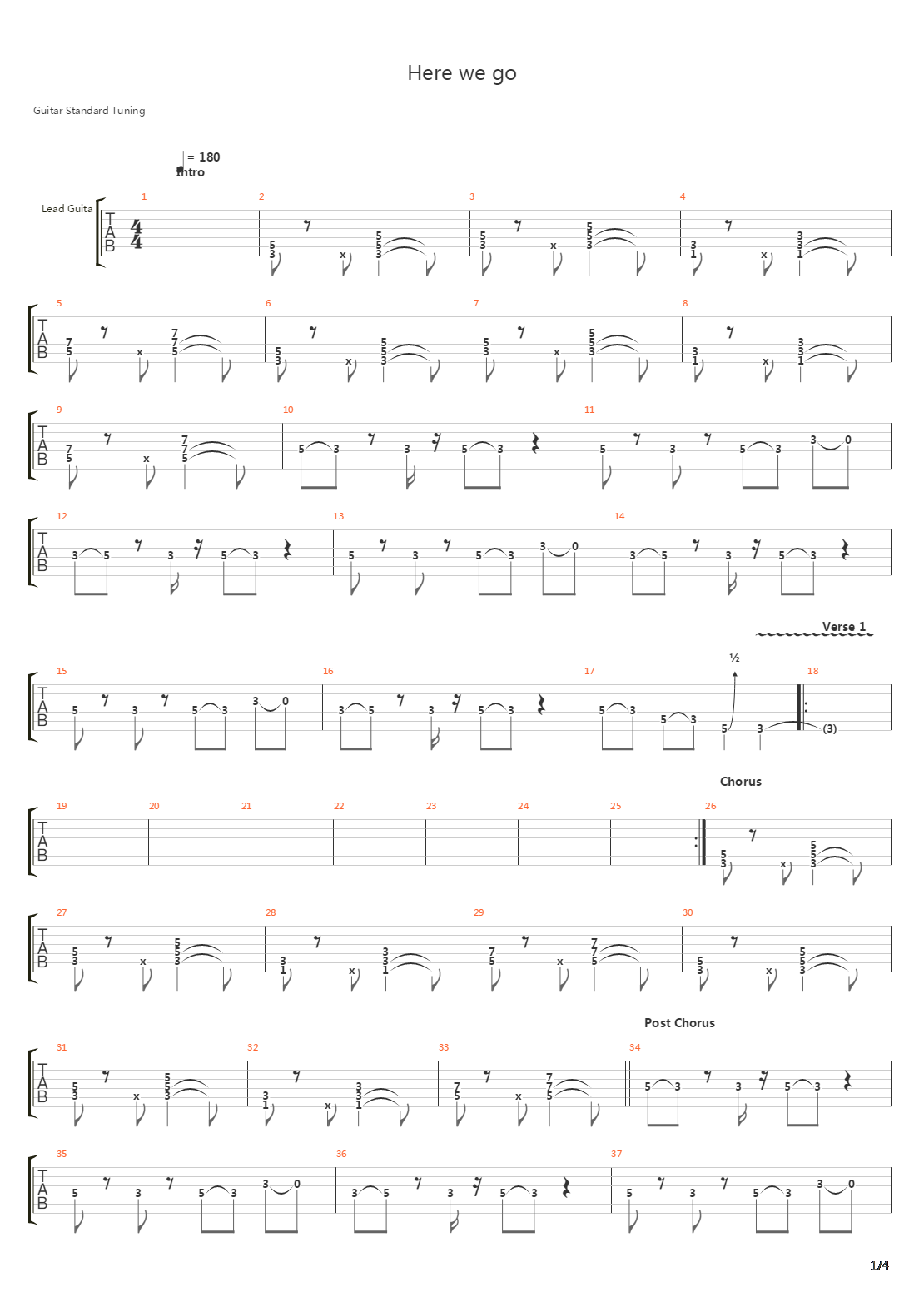 Here We Go吉他谱