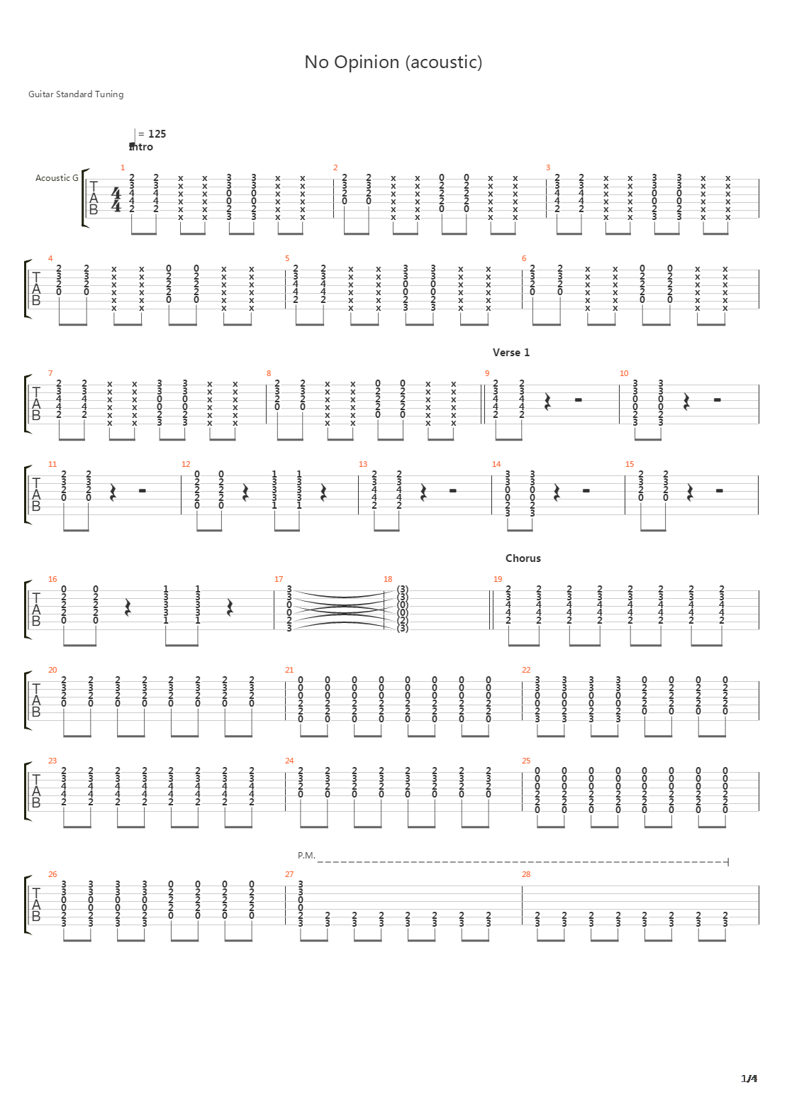 No Opinion吉他谱