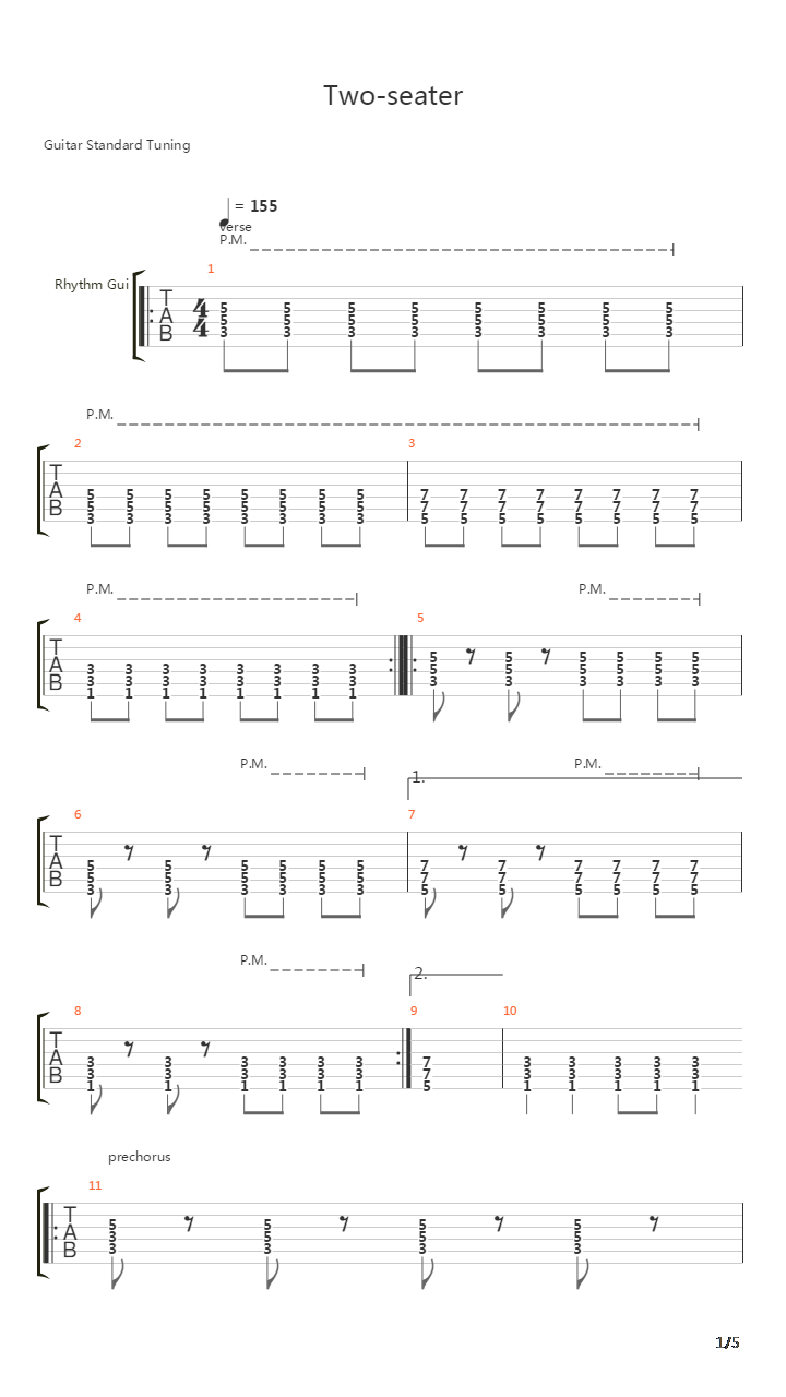 Two-seater吉他谱