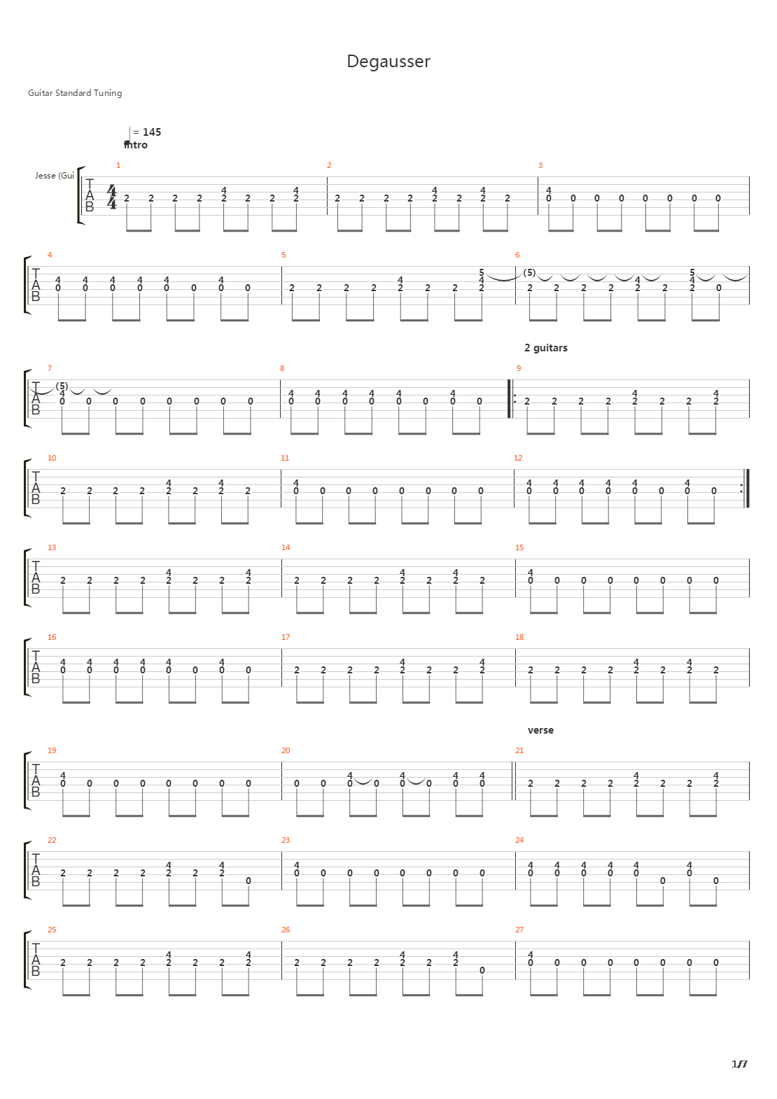 Degausser吉他谱