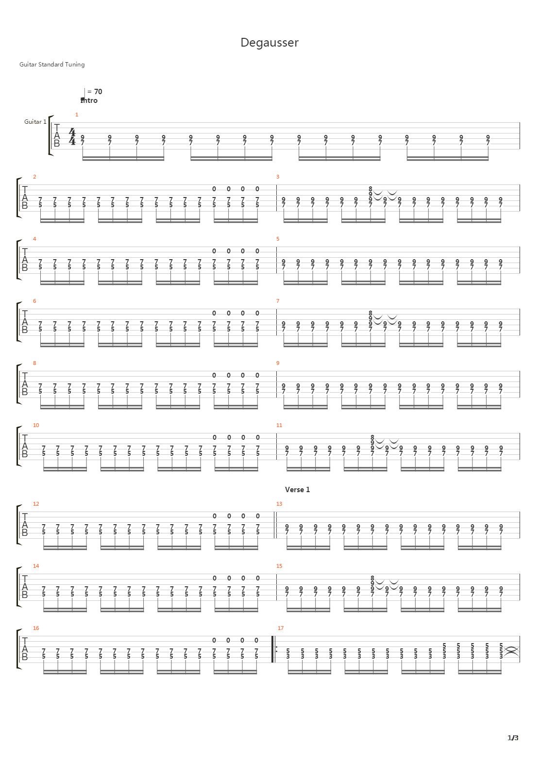 Degausser吉他谱