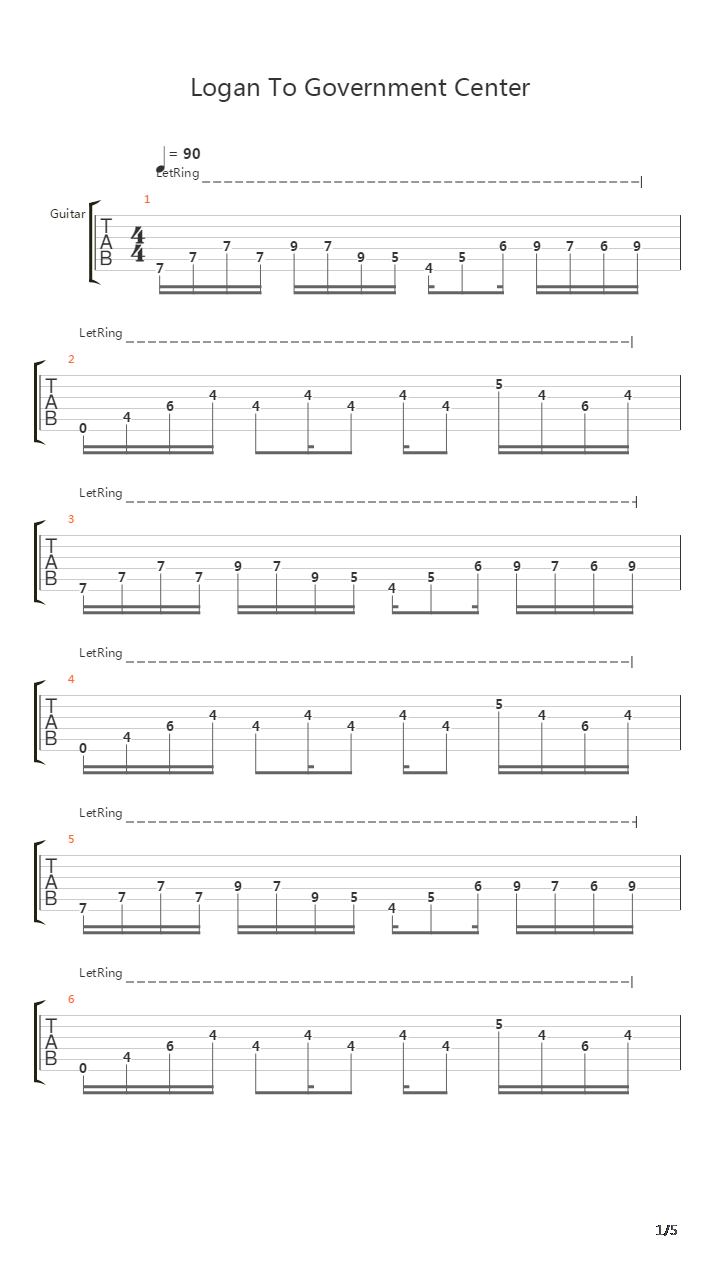 Logan To Government Center吉他谱