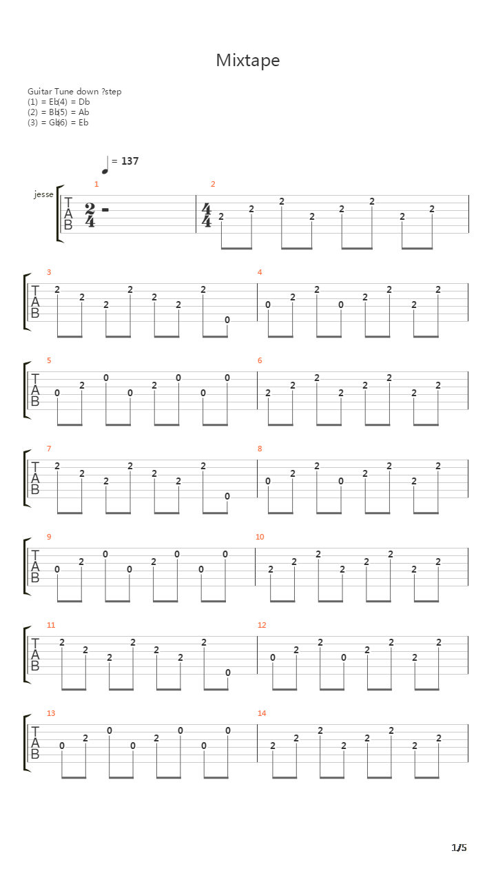 Mix Tape吉他谱
