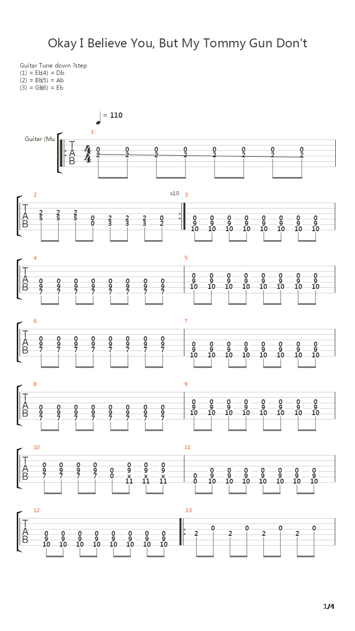 Okay I Believe You But My Tommy Gun Dont吉他谱