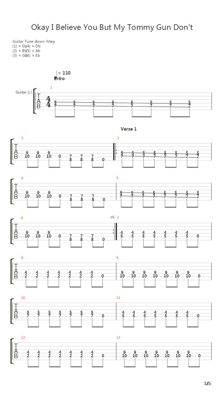 Okay I Believe You But My Tommy Gun Dont吉他谱
