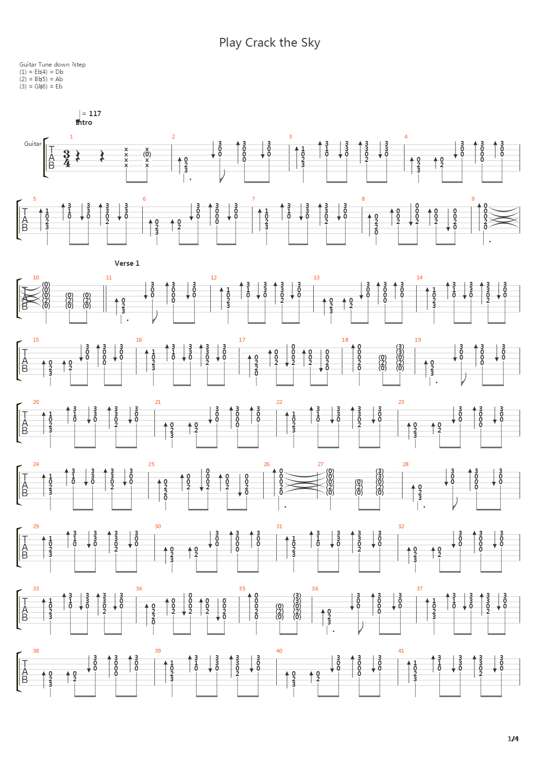 Play Crack The Sky吉他谱