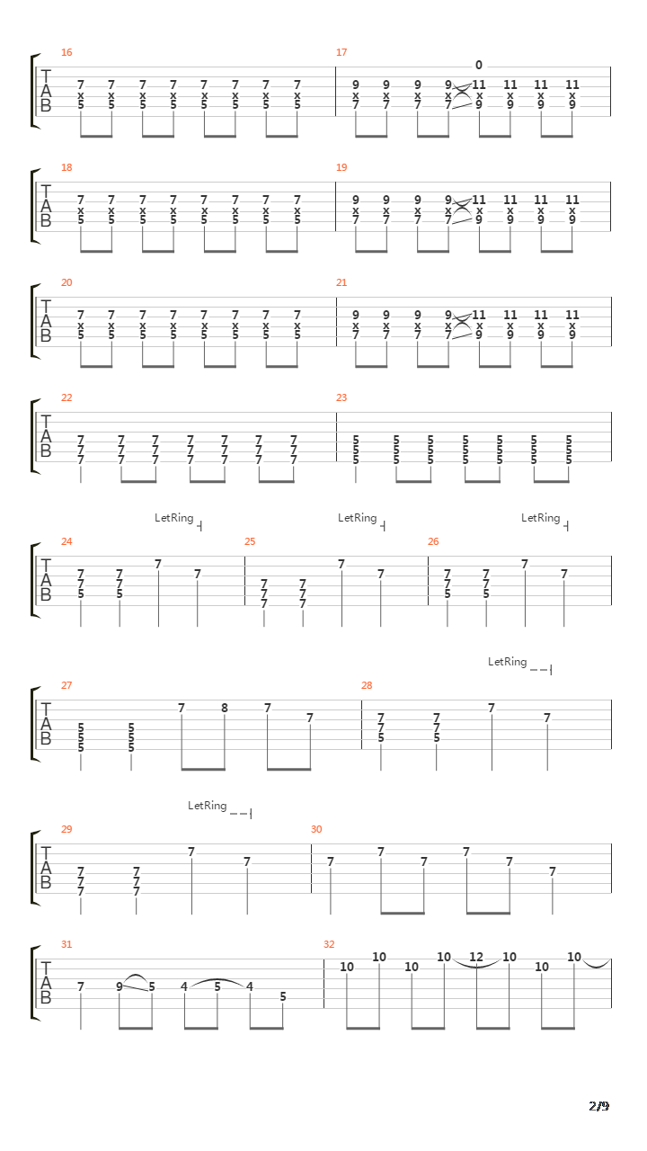 Secondary吉他谱