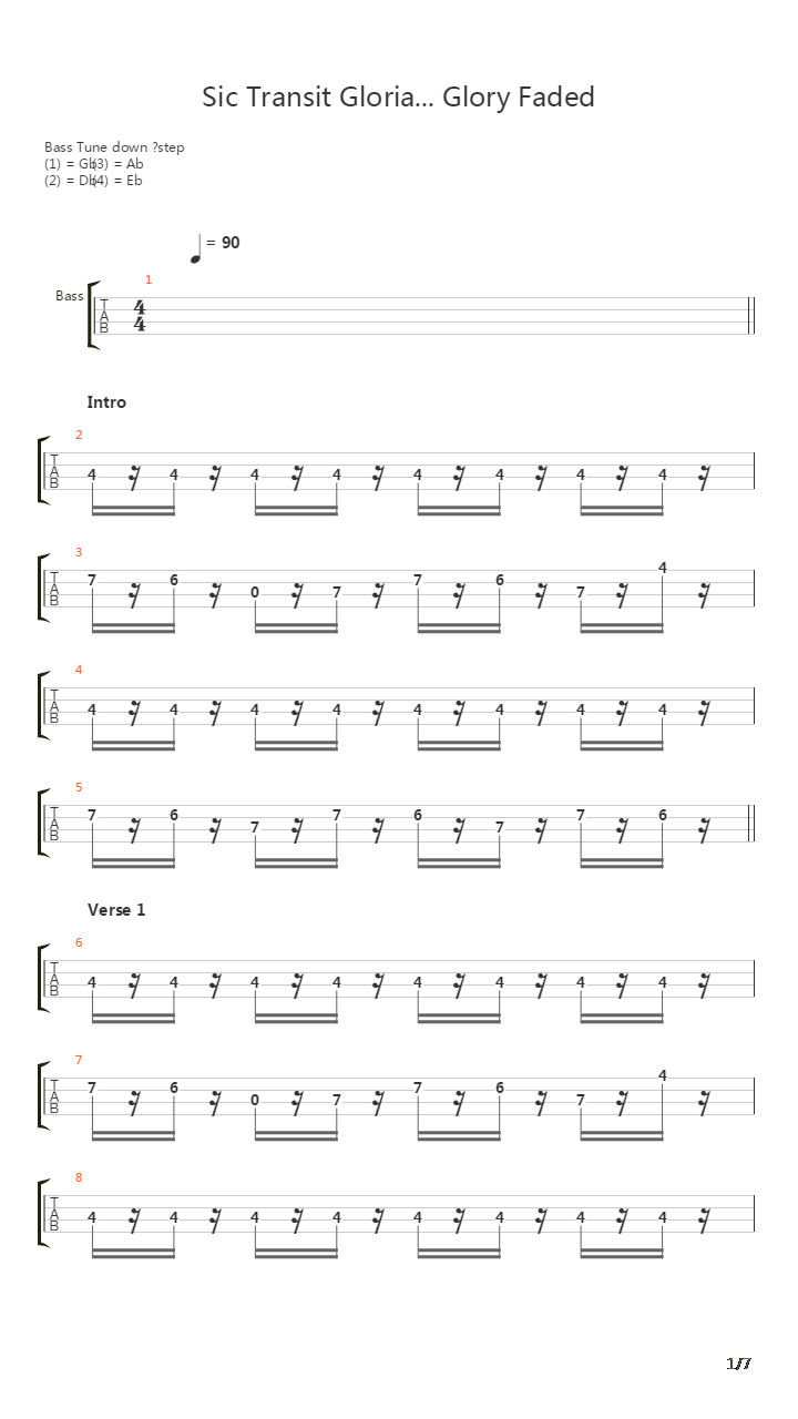 Sic Transit Gloria And Glory Fades吉他谱