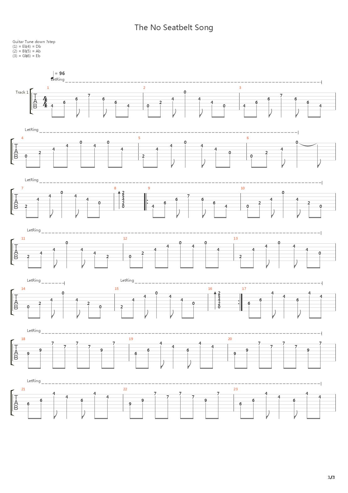 The No Seatbelt Song吉他谱