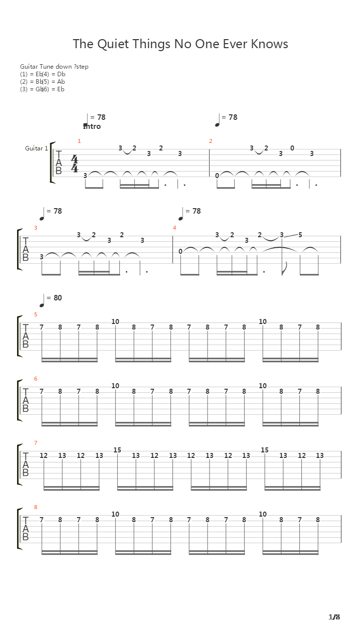 The Quiet Things No One Ever Knows吉他谱