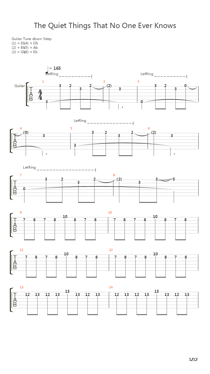 The Quiet Things That No One Ever Knows吉他谱