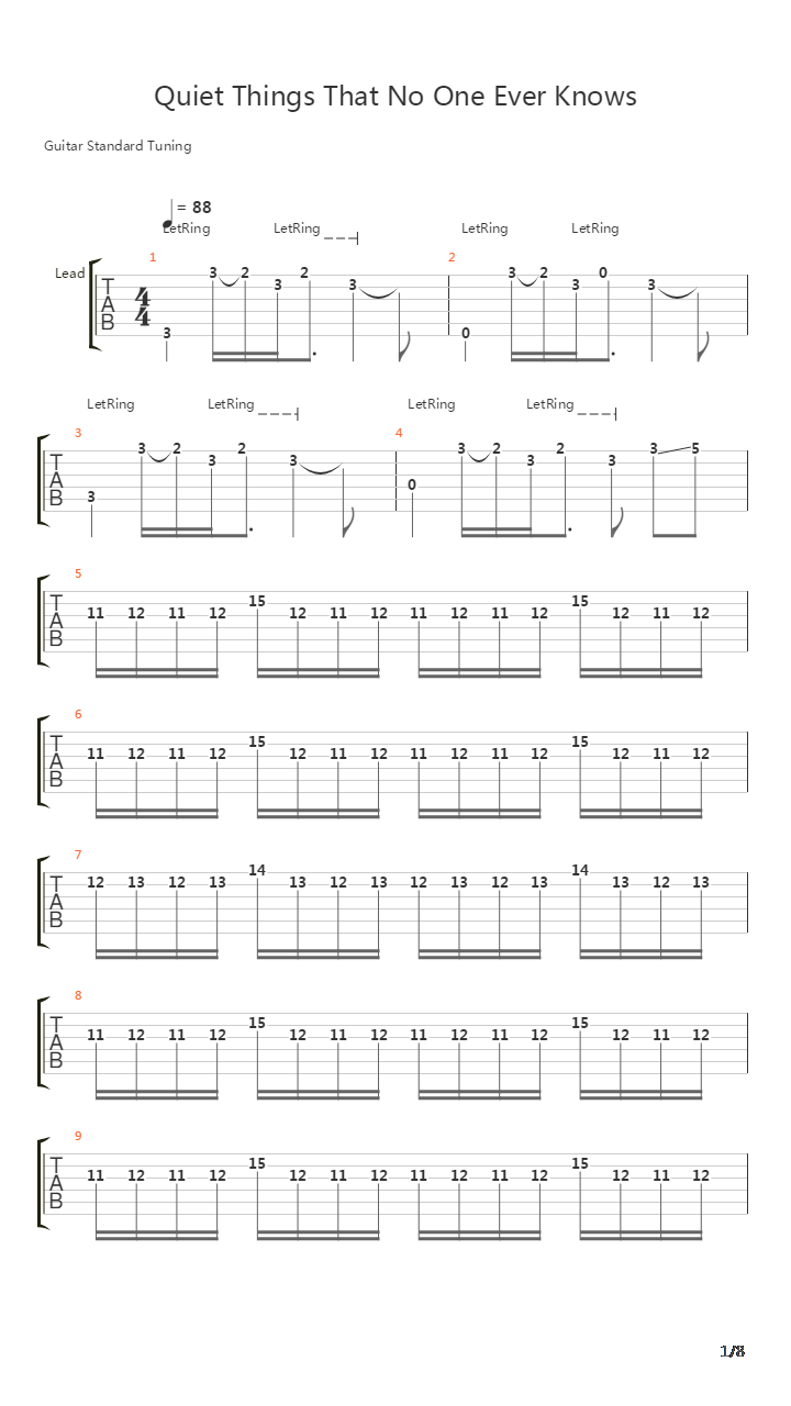 The Quiet Things That No One Ever Knows吉他谱