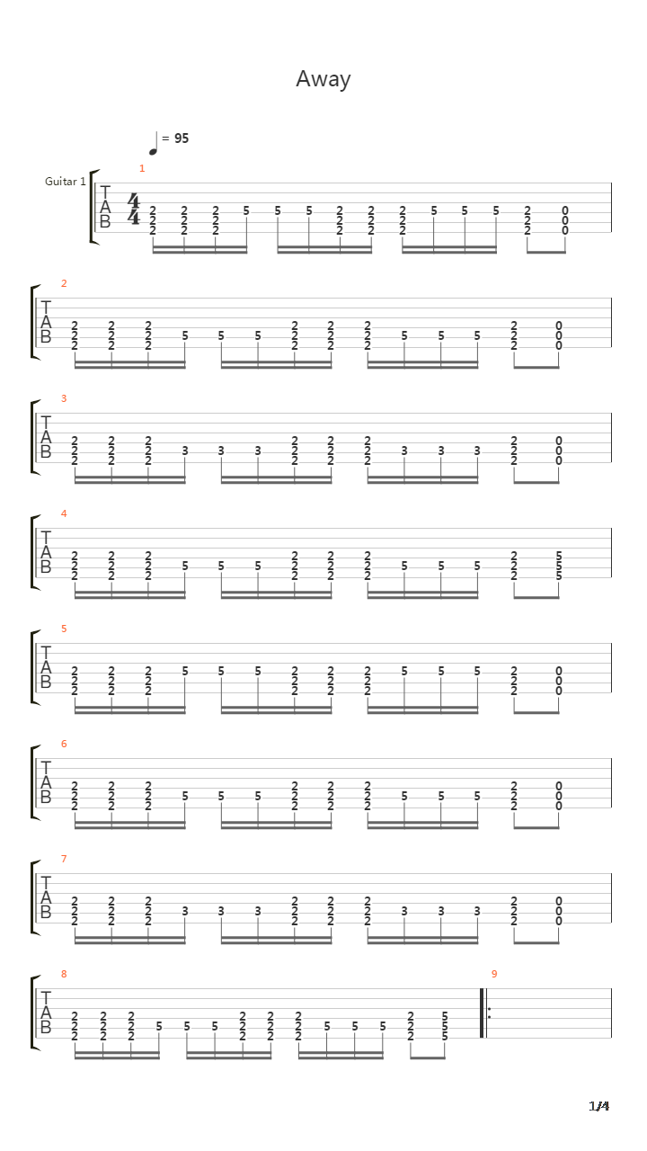 Away吉他谱