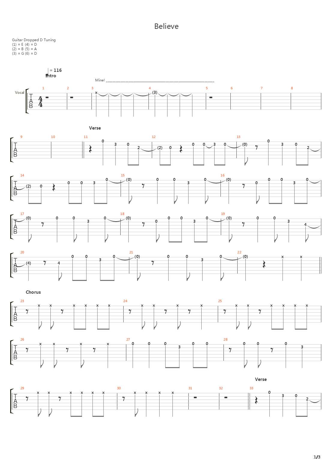 Believe吉他谱