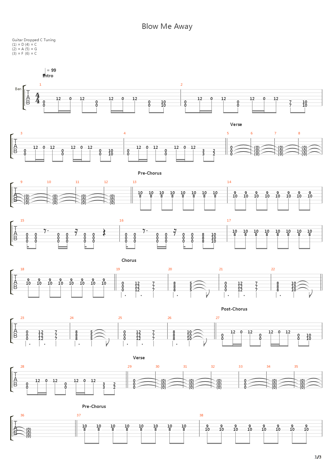 Blow Me Away吉他谱