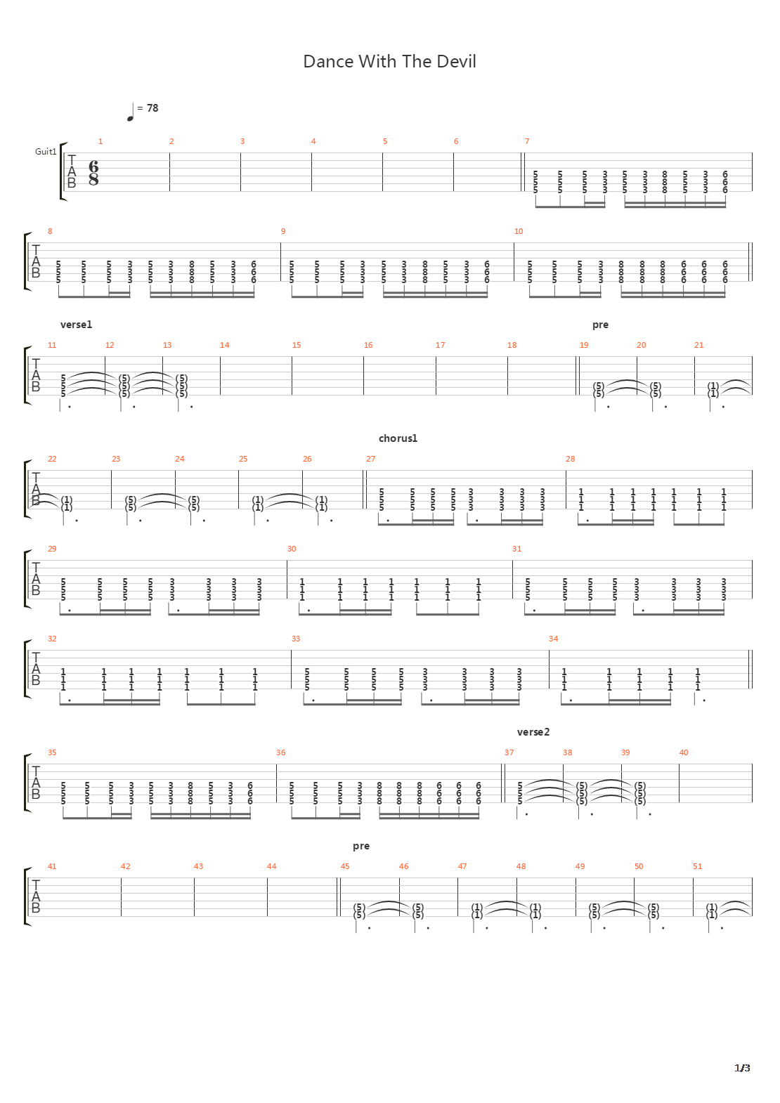 Dance With The Devil吉他谱