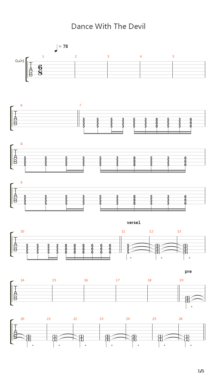 Dance With The Devil吉他谱