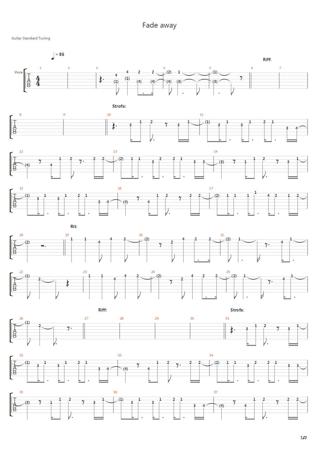 Fade Away吉他谱