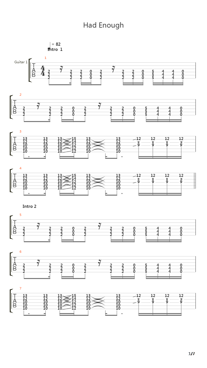 Had Enough吉他谱