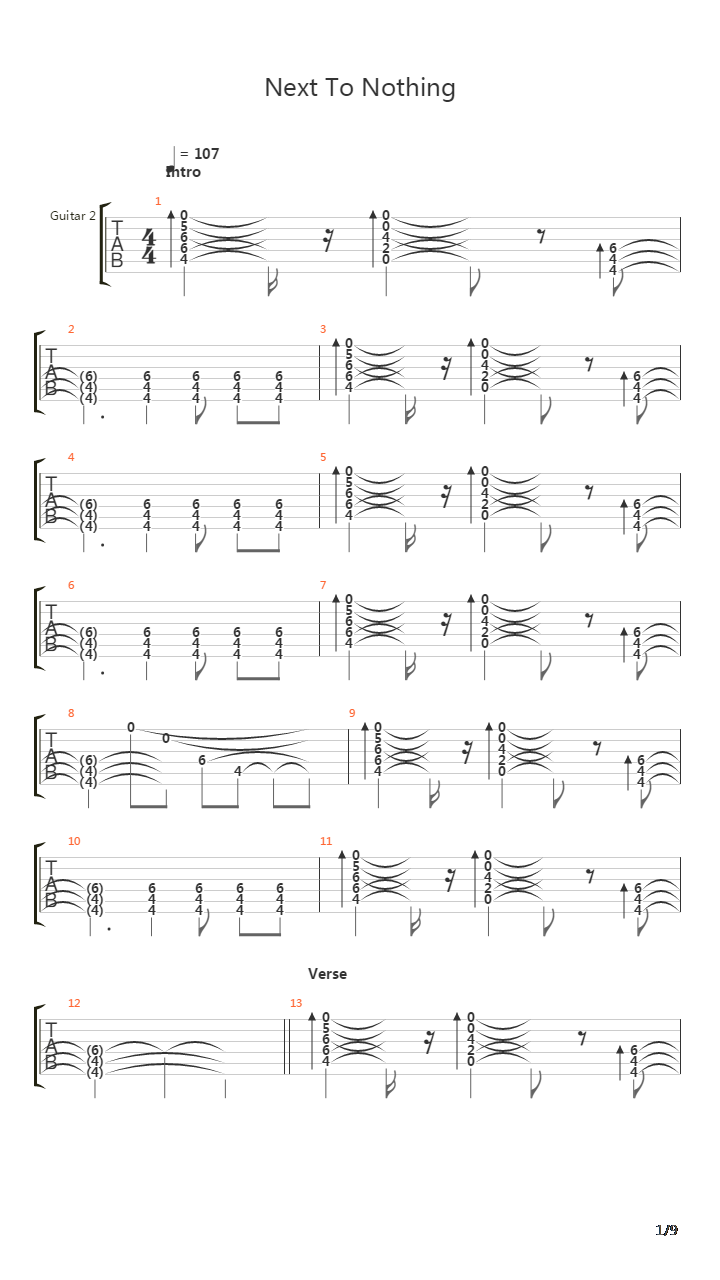 Next To Nothing吉他谱