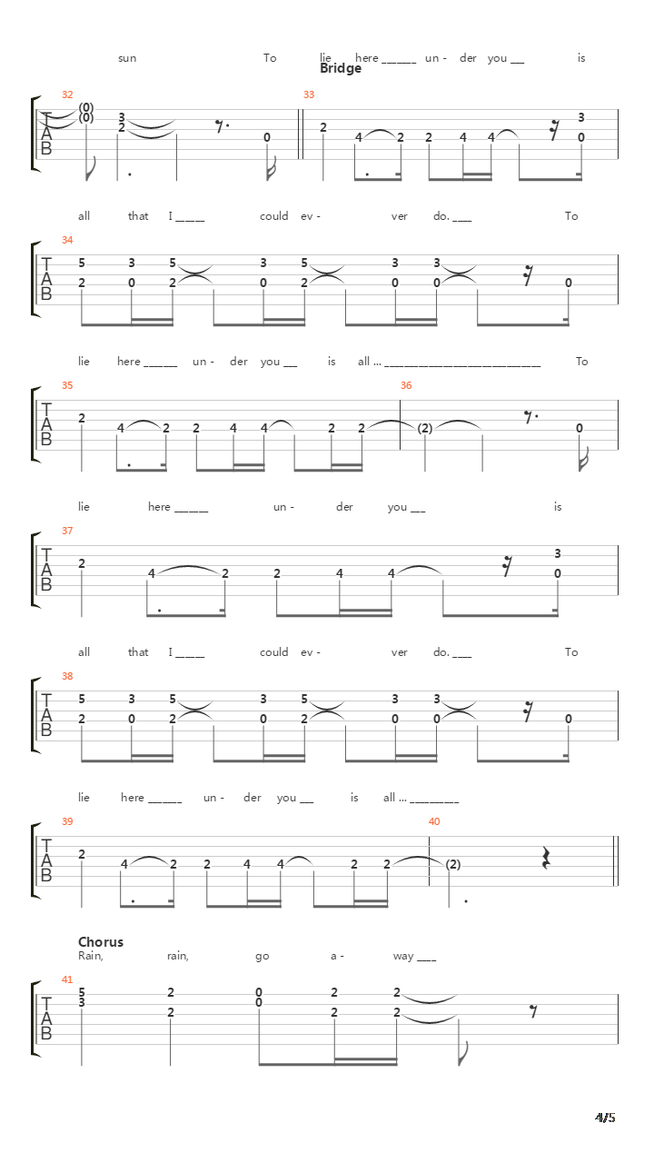 Rain吉他谱