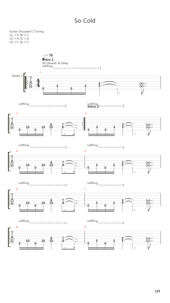 So Cold吉他谱