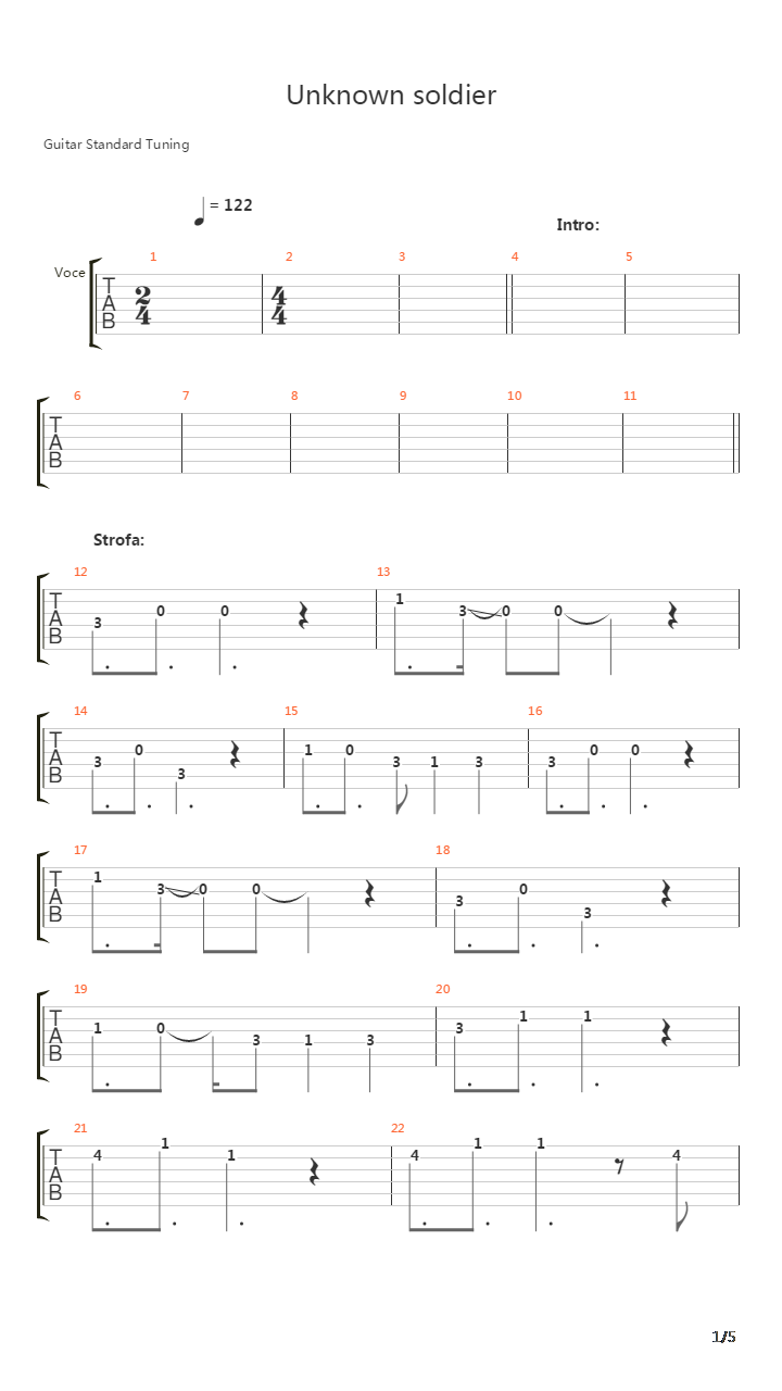 Unknown Soldier吉他谱