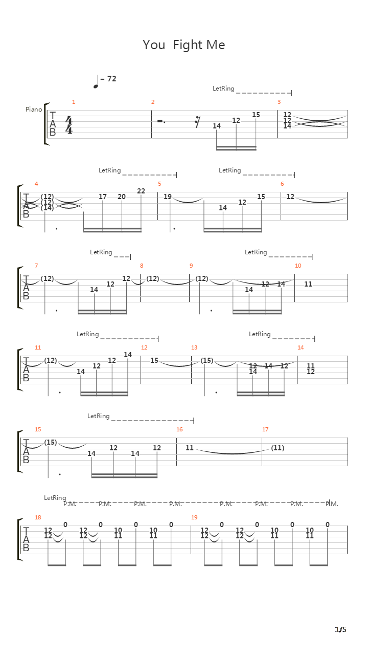 You Fight Me吉他谱