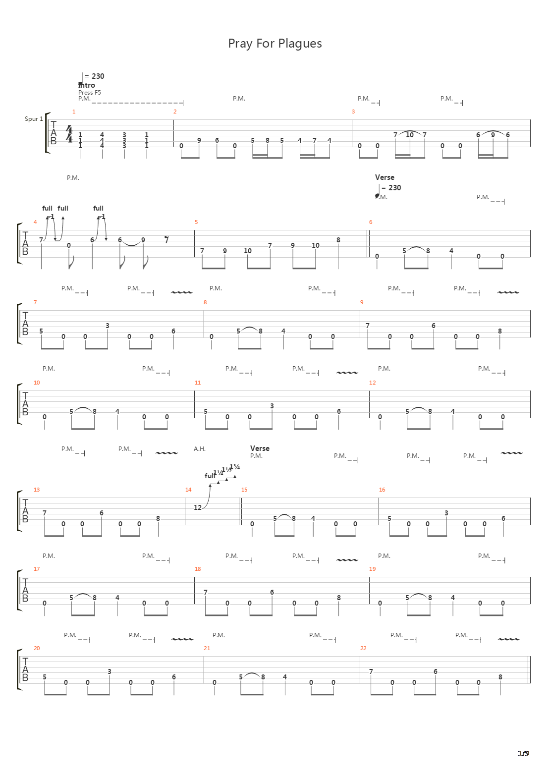 Pray For Plagues吉他谱