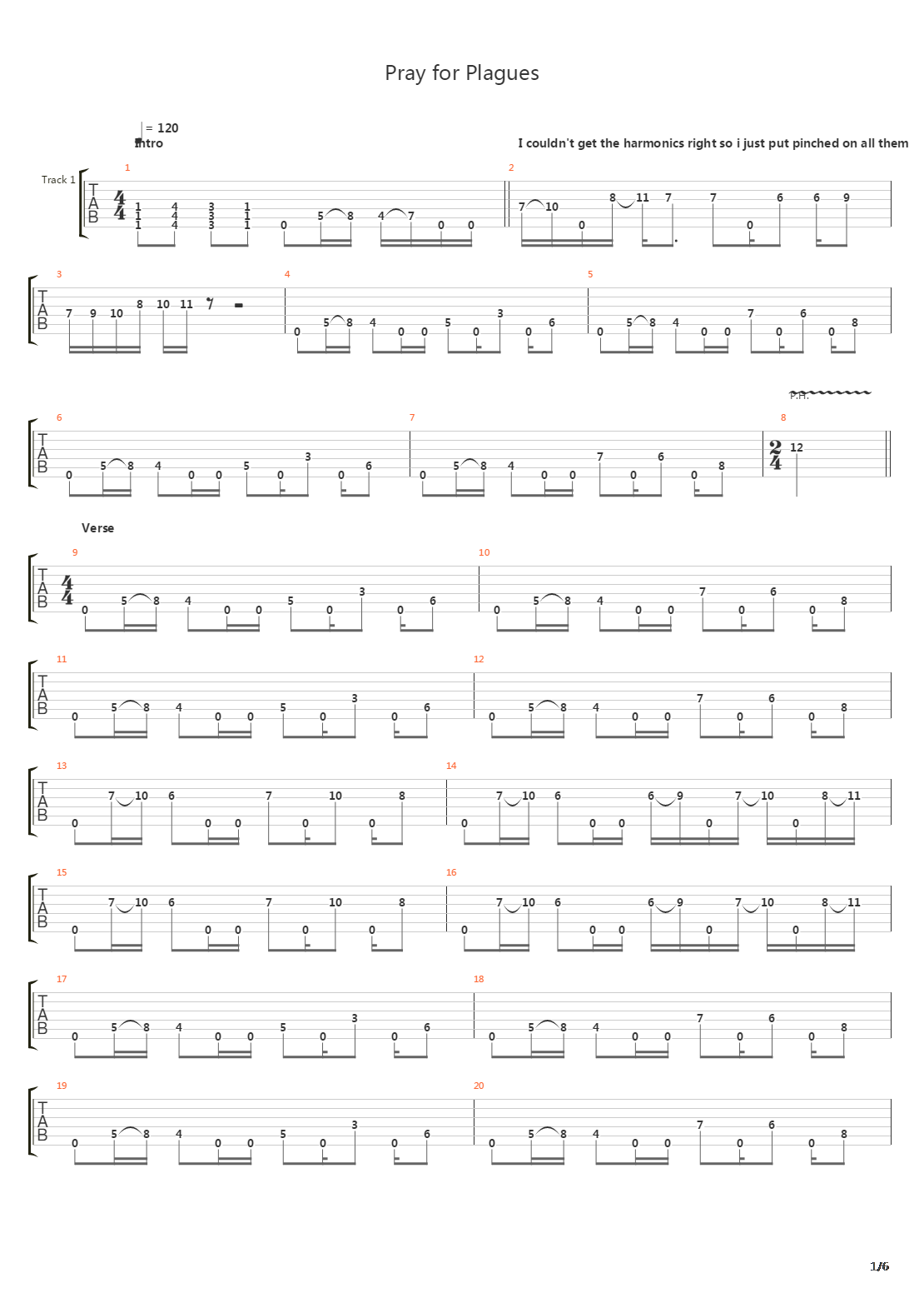 Pray For Plagues吉他谱