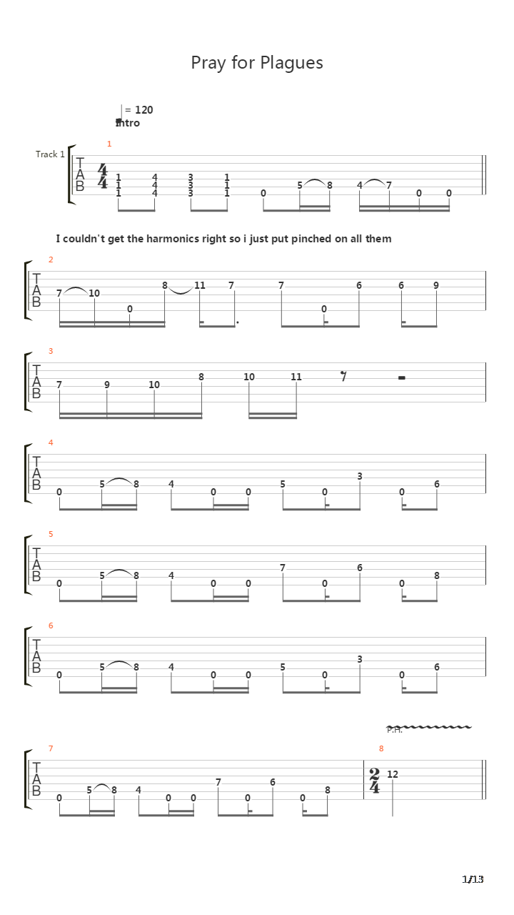 Pray For Plagues吉他谱