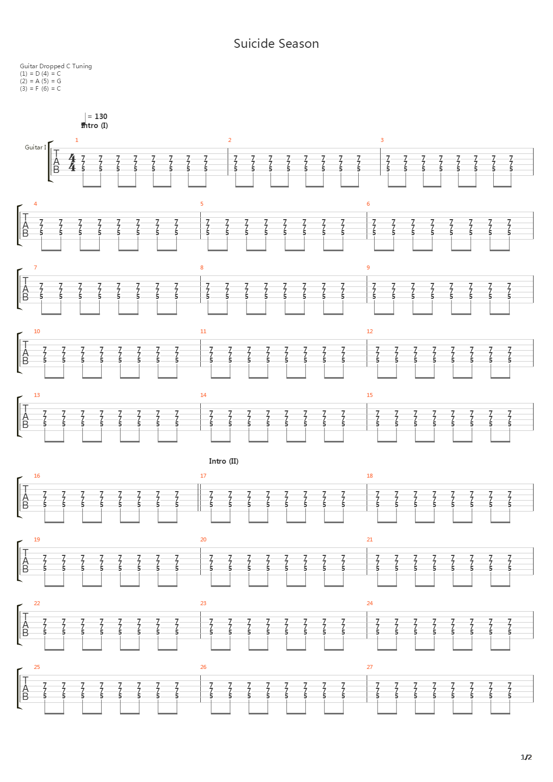 Suicide Season吉他谱