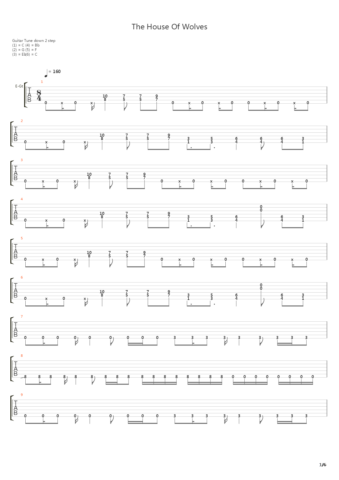 The House Of Wolves吉他谱