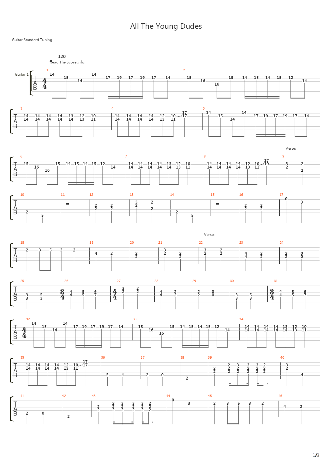All The Young Dudes吉他谱
