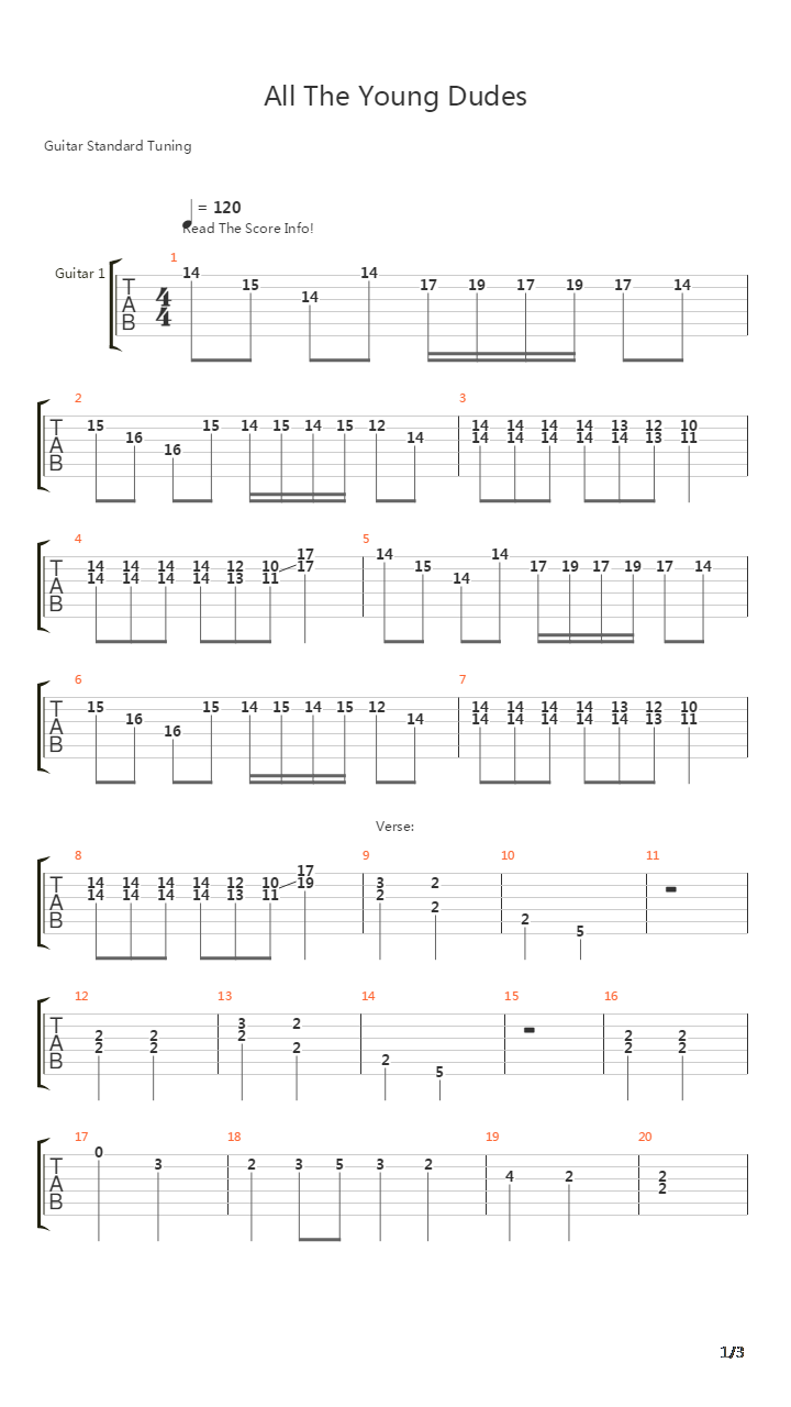 All The Young Dudes吉他谱