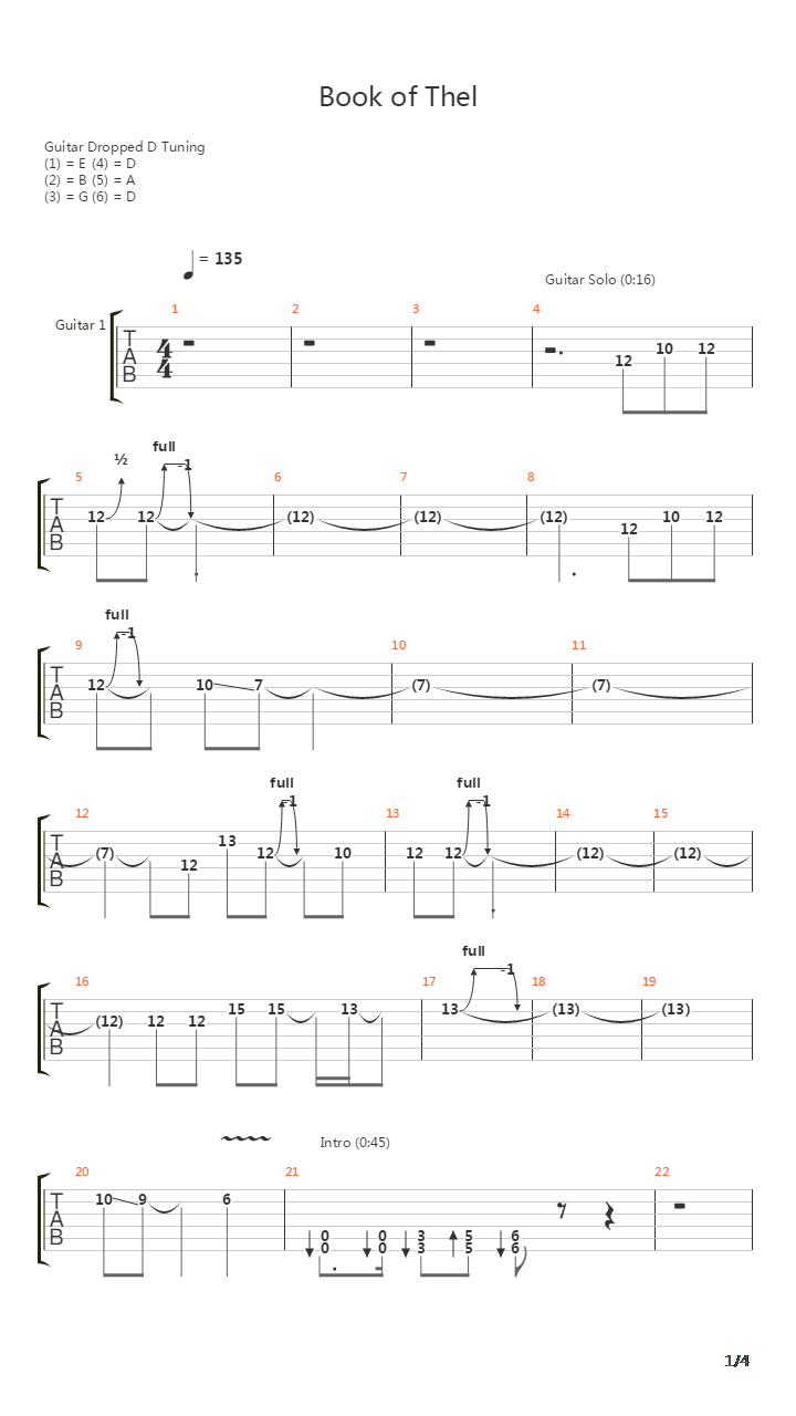 Book Of Thel吉他谱